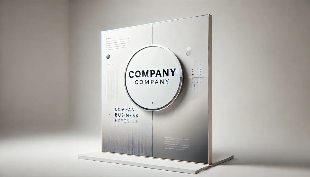 Wide minimalist company sign board in a clean, neutral background, highlighting sharp typography for business branding and professional exposure