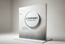 Wide minimalist company sign board in a clean, neutral background, highlighting sharp typography for business branding and professional exposure